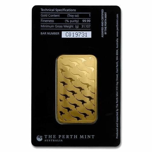 1 oz Gold Bar Perth Mint (In Assay) .9999 Fine - 2