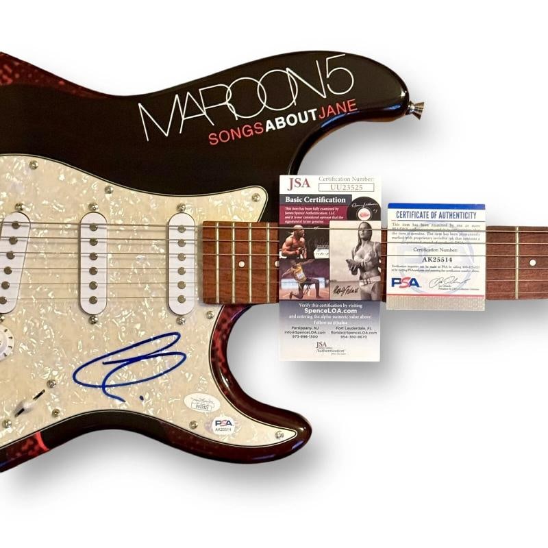 Adam Levine Signed Guitar Custom Graphics JSA COA Maroon 5 Songs About Jane - 2