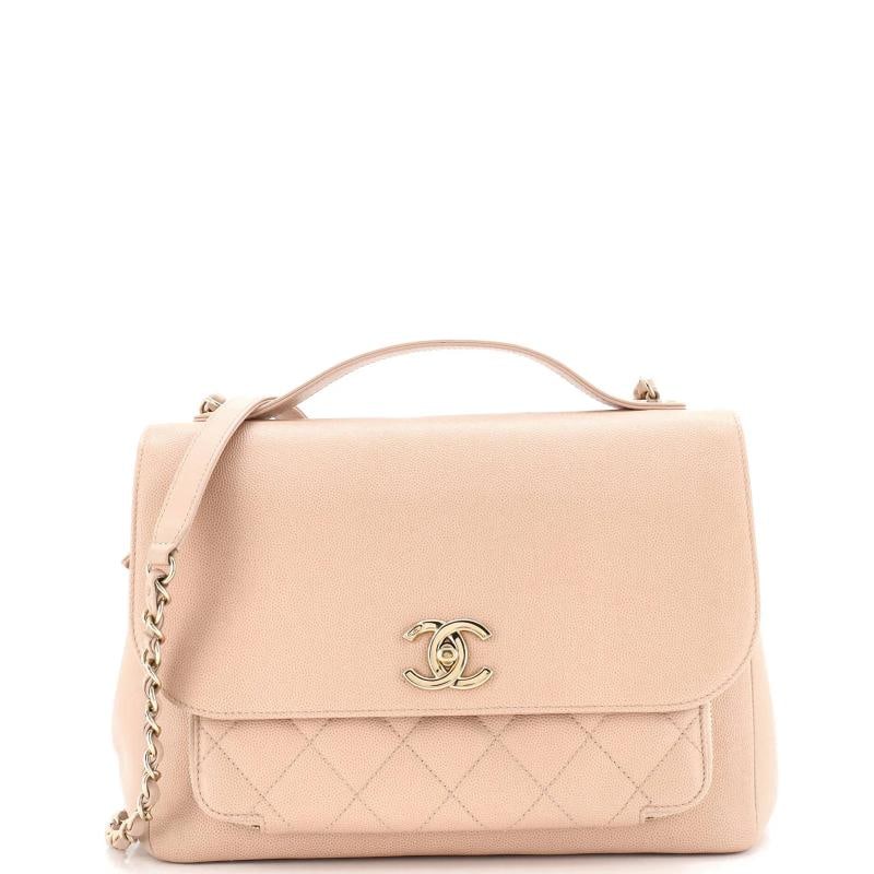 Chanel Business Affinity Flap Bag Quilted Caviar Large: Measurements: Handle Drop 2", Height 8", Width 10.5", Depth 4", Strap Drop 22" . Condition: Pre-owned - Good,Brand: Chanel,Exterior Material: Leather,Style: Top Handle,Exterior Color: