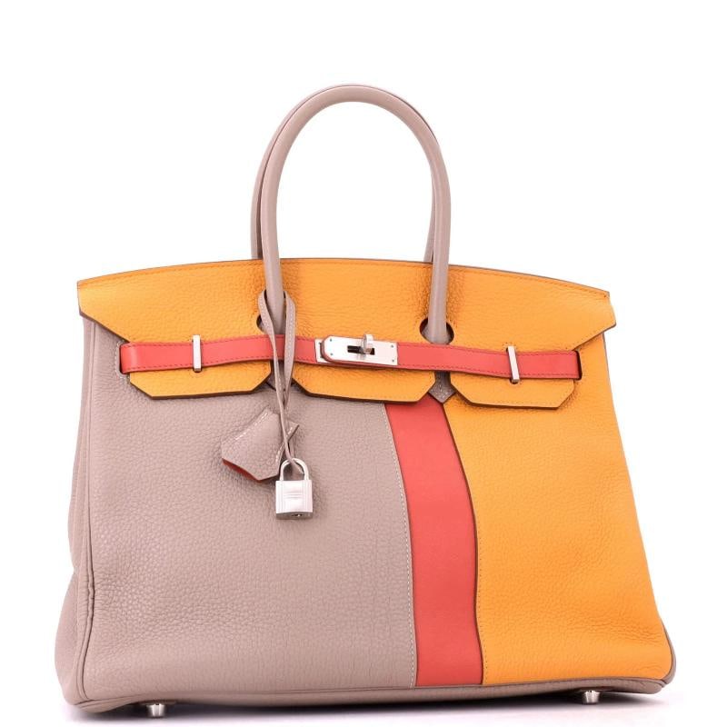 Hermes Birkin Handbag Cascade Tricolor Clemence and Swift with Brushed Palladium - 3