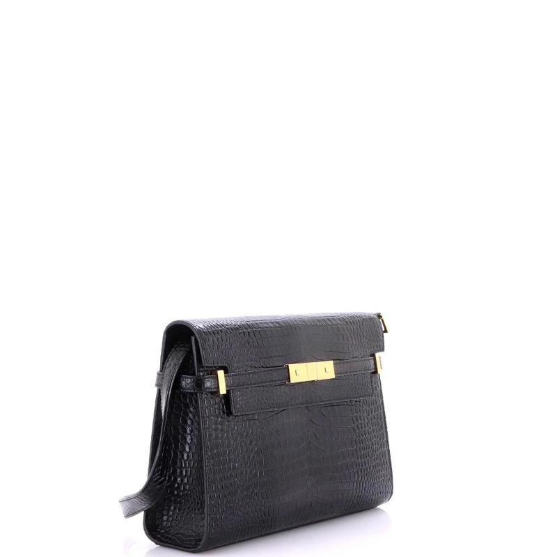 Saint Laurent Manhattan Shoulder Bag Crocodile Embossed Leather Medium - 2