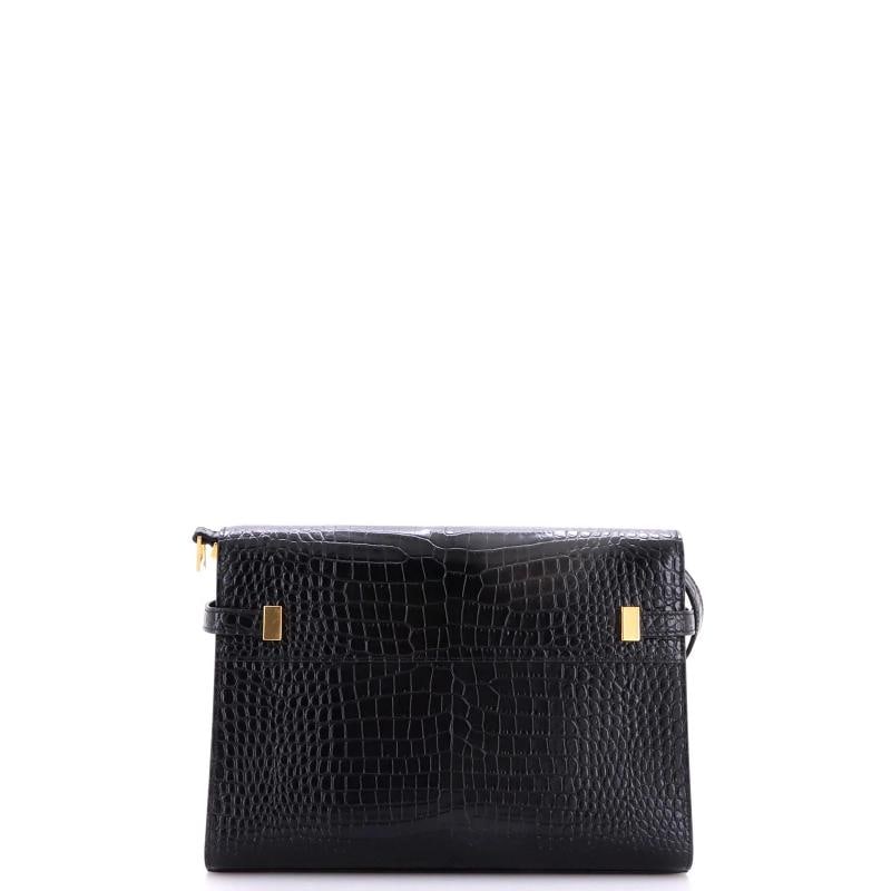 Saint Laurent Manhattan Shoulder Bag Crocodile Embossed Leather Medium - 3