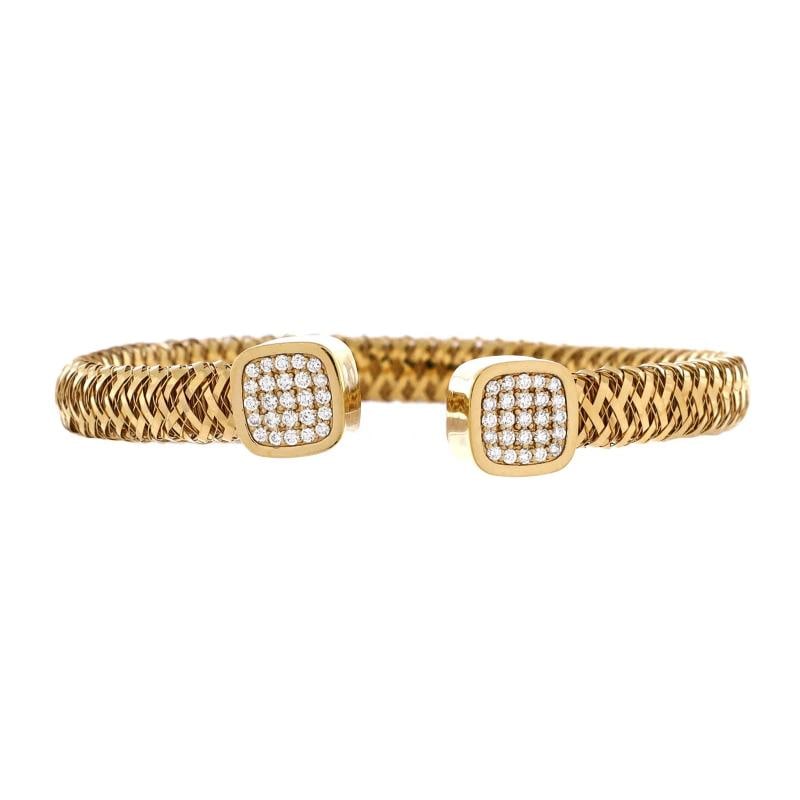 Roberto Coin Primavera Flexible Open Cuff Bracelet 18K Yellow Gold with Diamonds (1 of 3)