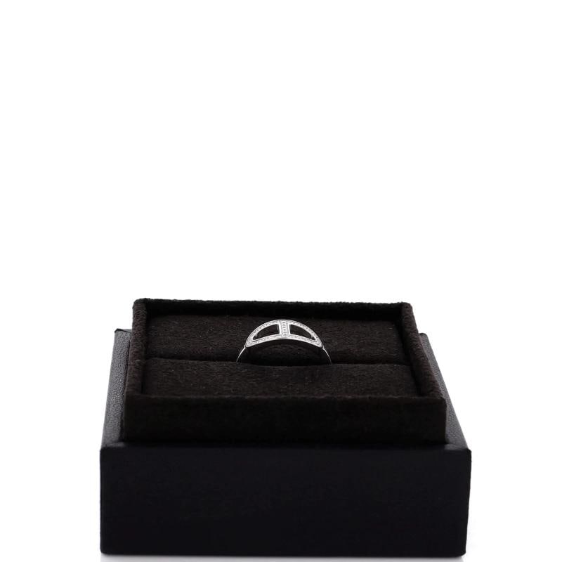 Hermes Chaine d'Ancre Contour Ring 18K White Gold and Diamonds Medium - 2