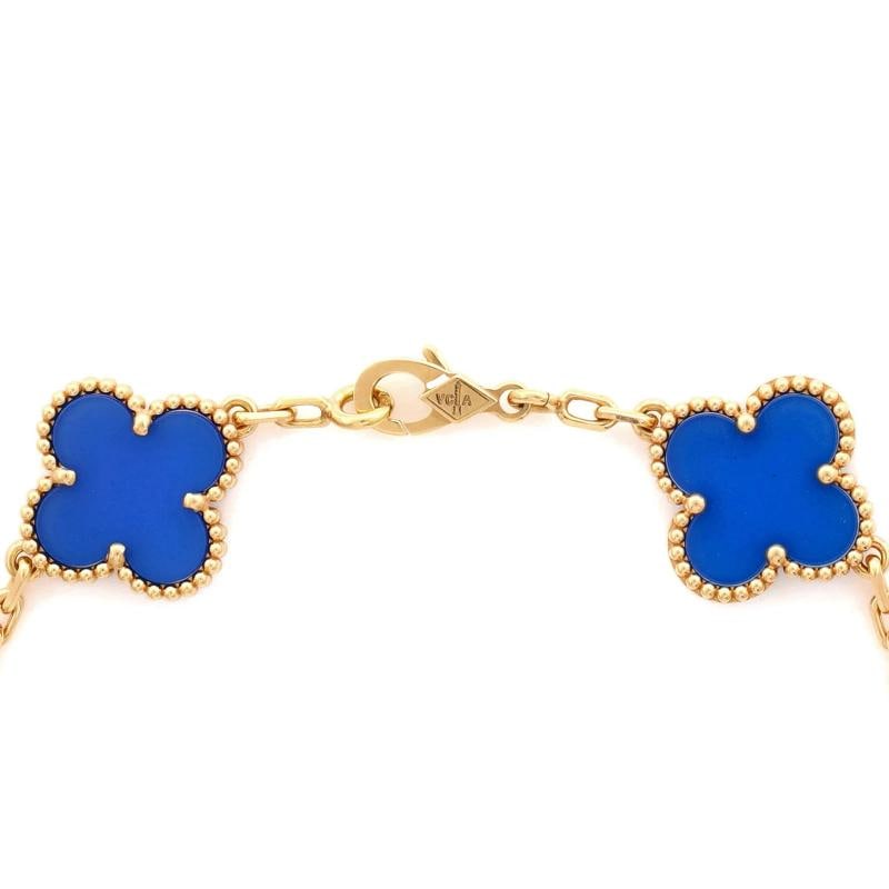 Van Cleef & Arpels Vintage Alhambra 5 Motifs Bracelet 18K Yellow Gold and Agate - 4