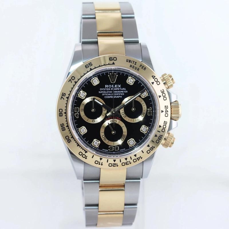 2021 NEW PAPERS 116503 Rolex Daytona Two Tone Black Diamond Yellow Gold Watch - 4