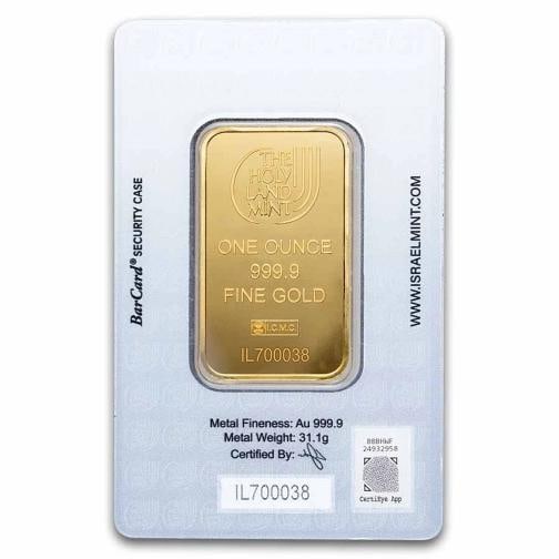 1 oz Gold Bar - Holy Land Mint Lion of Judah (In Assay) - 2