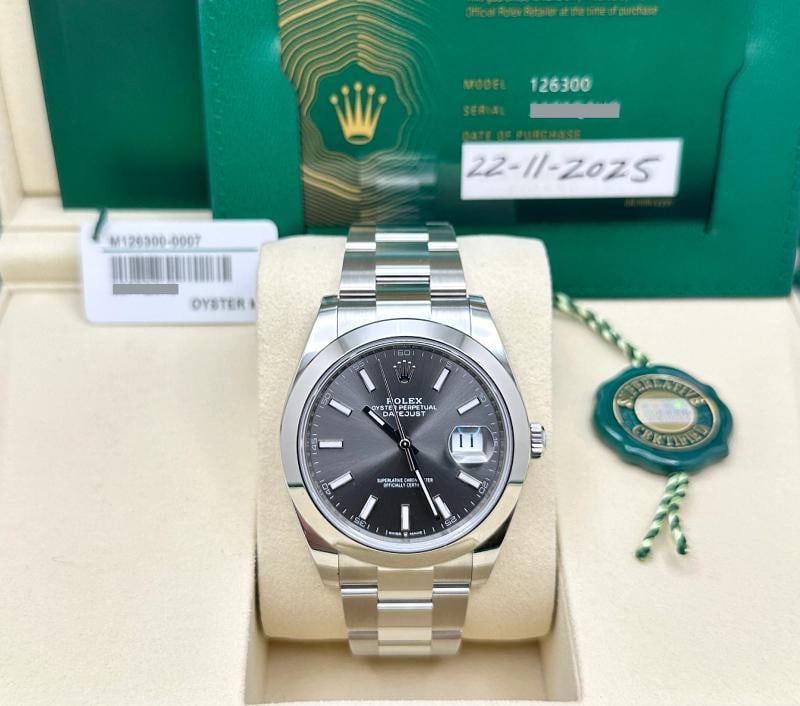Brand New 2025 Rolex Datejust 41 126300 Slate Rhodium Dial Steel Box Paper - 2