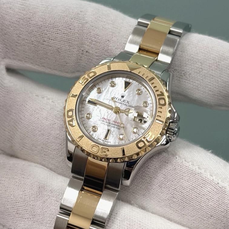 Rolex Yacht Master 169623 Mother of Pearl Sapphire Diamond Dial 18k Gold Steel - 2