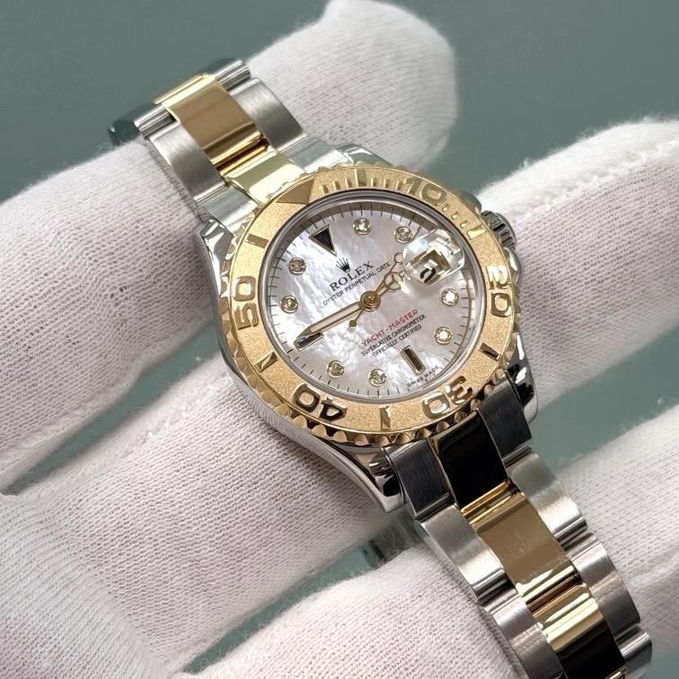Rolex Yacht Master 169623 Mother of Pearl Sapphire Diamond Dial 18k Gold Steel - 6