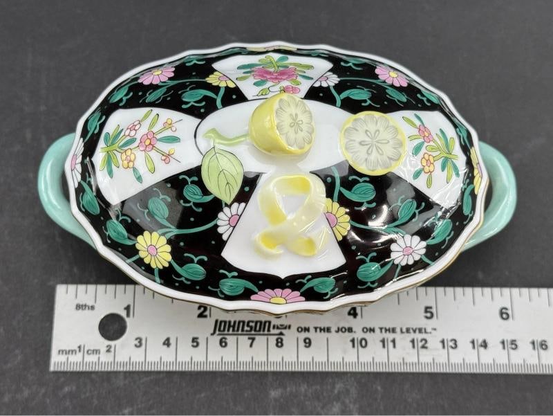 Herend Hungary Handpainted Black Dynasty Siang Noir Trinket Box - 10