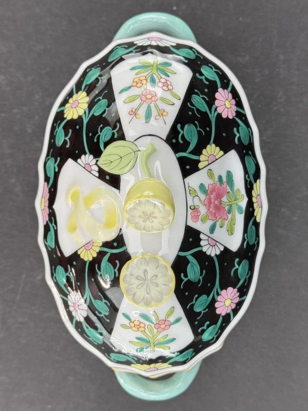 Herend Hungary Handpainted Black Dynasty Siang Noir Trinket Box - 2