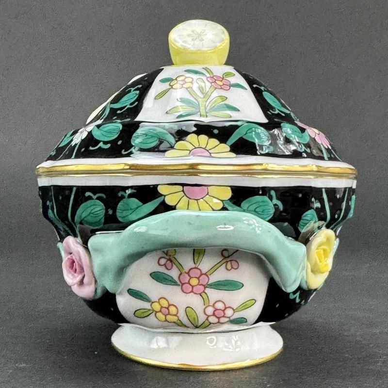 Herend Hungary Handpainted Black Dynasty Siang Noir Trinket Box - 9