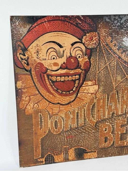 Antique Lake Pontchartrain Beach Clown Ride Amusement Park Carnival Tin Sign - 3