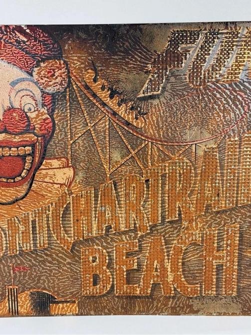 Antique Lake Pontchartrain Beach Clown Ride Amusement Park Carnival Tin Sign - 5