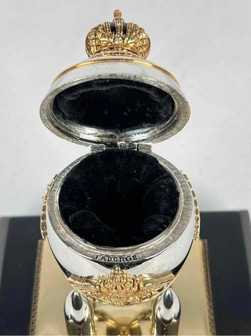 Faberge Imperial Easter Steel Military Russian Artillery Shell Egg Marble Base - 10