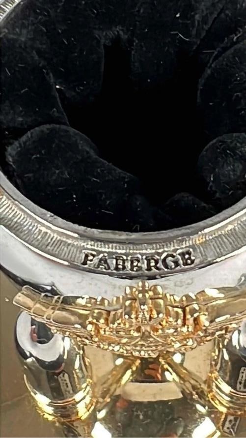 Faberge Imperial Easter Steel Military Russian Artillery Shell Egg Marble Base - 12