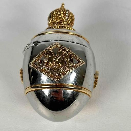 Faberge Imperial Easter Steel Military Russian Artillery Shell Egg Marble Base - 13