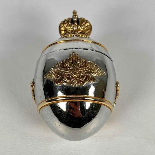 Faberge Imperial Easter Steel Military Russian Artillery Shell Egg Marble Base - 14