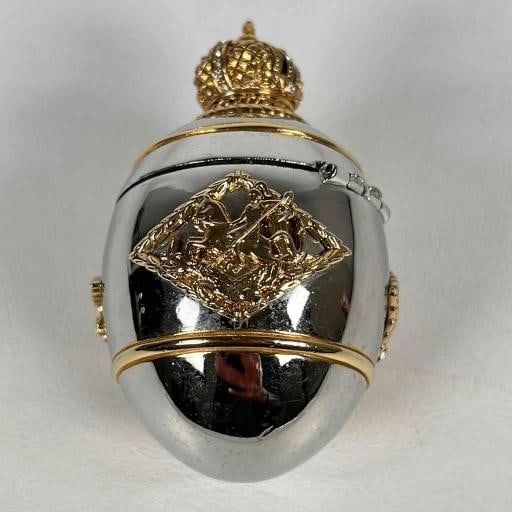 Faberge Imperial Easter Steel Military Russian Artillery Shell Egg Marble Base - 15