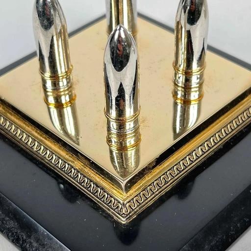 Faberge Imperial Easter Steel Military Russian Artillery Shell Egg Marble Base - 18