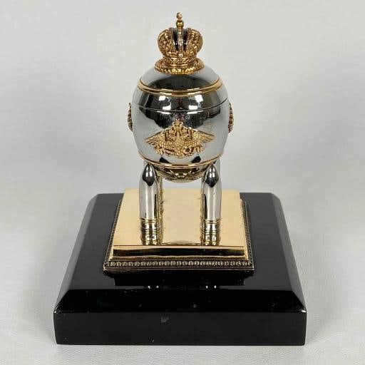 Faberge Imperial Easter Steel Military Russian Artillery Shell Egg Marble Base - 3