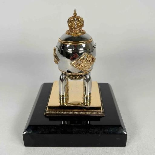 Faberge Imperial Easter Steel Military Russian Artillery Shell Egg Marble Base - 5