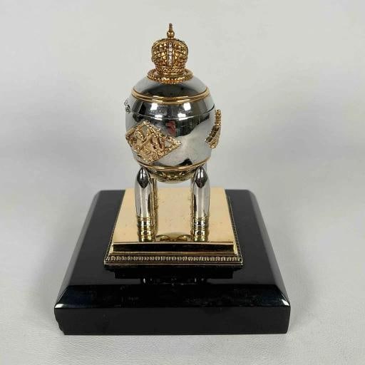 Faberge Imperial Easter Steel Military Russian Artillery Shell Egg Marble Base - 7