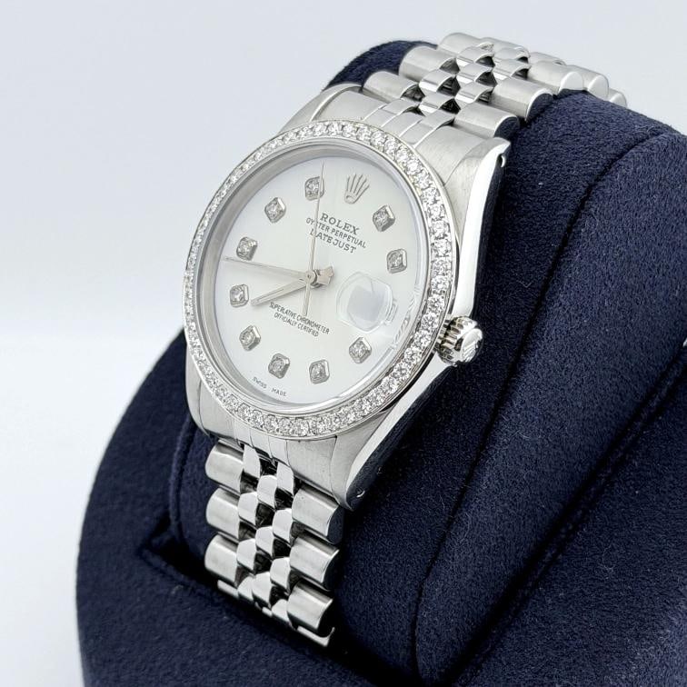 Rolex Datejust 16234 36mm White Diamond Dial Diamond Bezel Steel Jubilee - 5