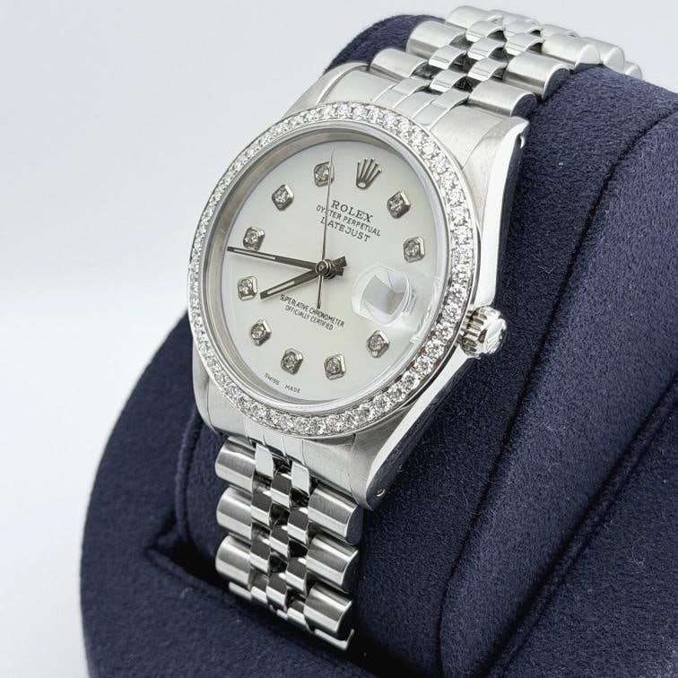 Rolex Datejust 16234 36mm White Diamond Dial Diamond Bezel Steel Jubilee - 8