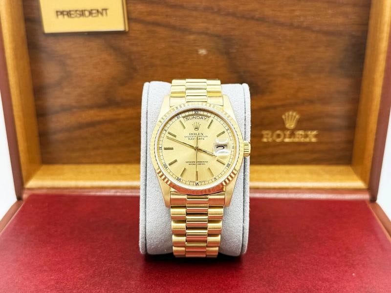 Rolex Day Date President 18038 36mm Champagne Dial 18K Yellow Gold Box Booklets - 2