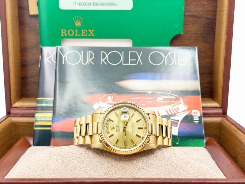 Rolex Day Date President 18038 36mm Champagne Dial 18K Yellow Gold Box Booklets - 4