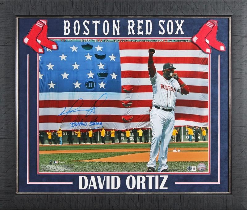 Red Sox David Ortiz "Boston Strong" Signed 16x20 Framed Horizontal Photo BAS Wit (1 of 2)