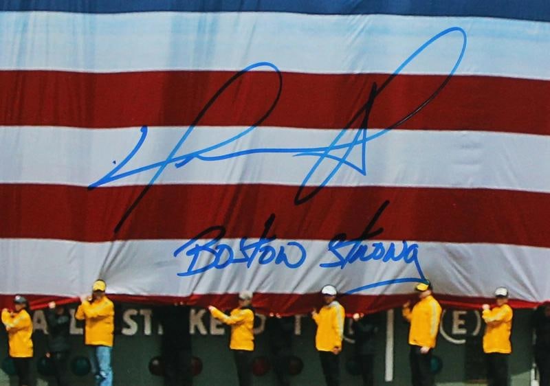 Red Sox David Ortiz "Boston Strong" Signed 16x20 Framed Horizontal Photo BAS Wit - 2