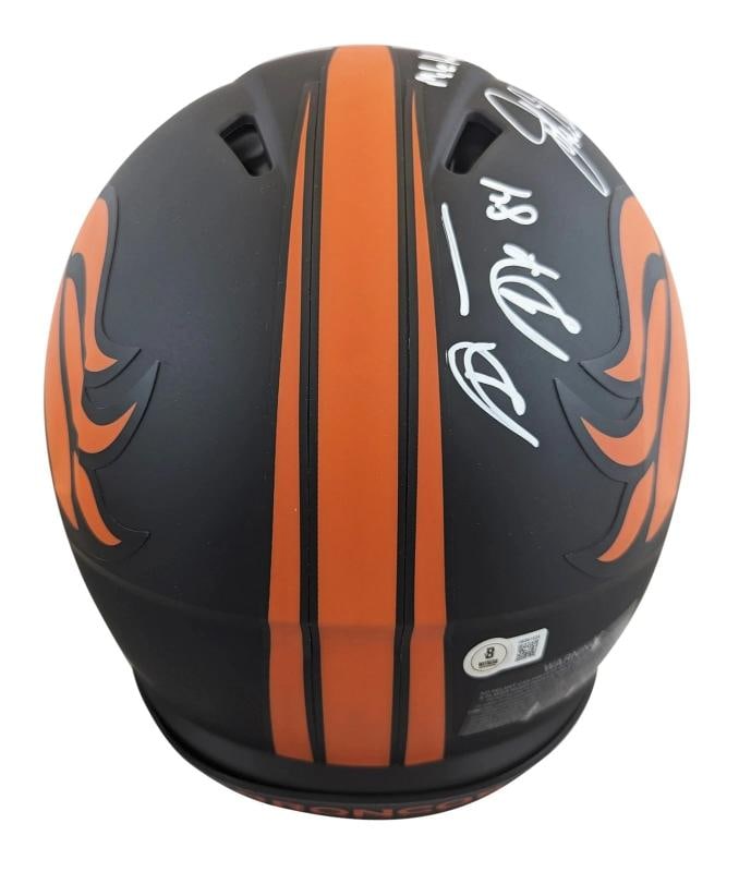 Broncos (4) Elway, Sharpe, Smith +1 Signed Eclipse F/S Speed Proline Helmet BAS - 2