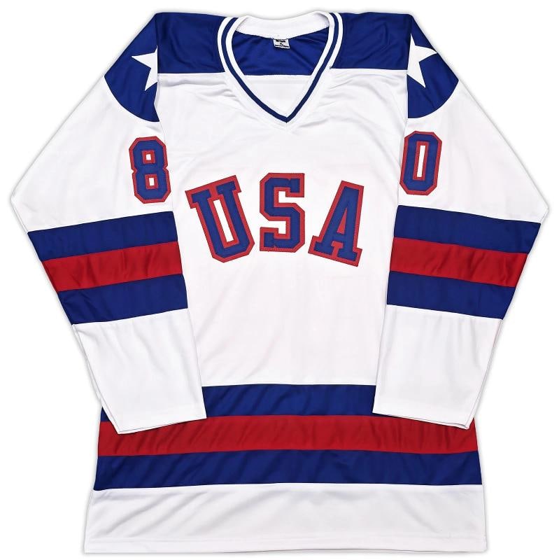 1980 Team USA Miracle on Ice Auto White Jersey Miracles? 18 Sig Eruzione Beckett - 6