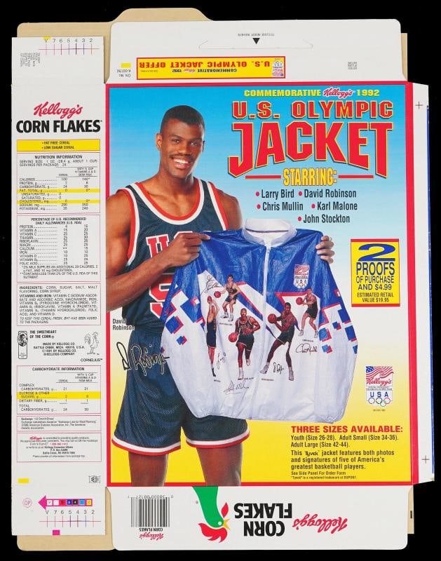 1992 Dream Team Olympics Team USA Signed Corn Flakes Box 5 Sigs JSA COA - 4