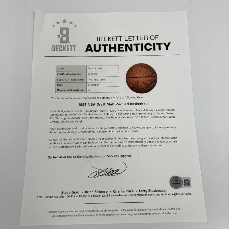 Tim Duncan Rookie 1997 NBA Draft Multi Signed Basketball 25 Sigs PSA DNA & BAS - 3