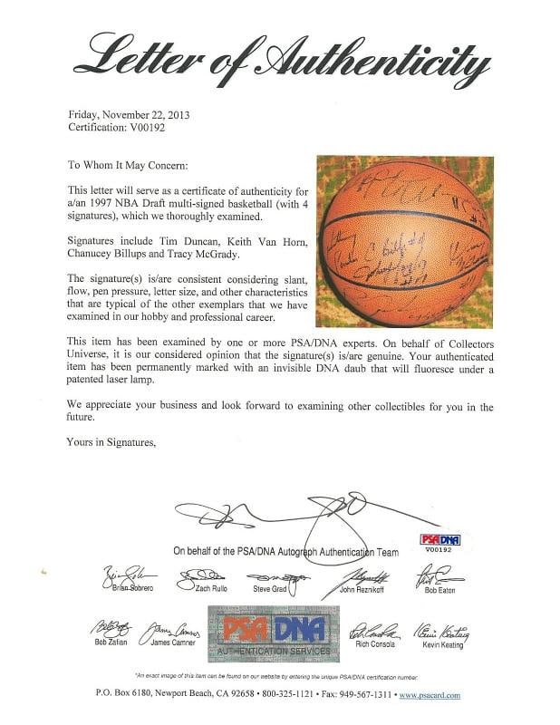 Tim Duncan Rookie 1997 NBA Draft Multi Signed Basketball 25 Sigs PSA DNA & BAS - 4
