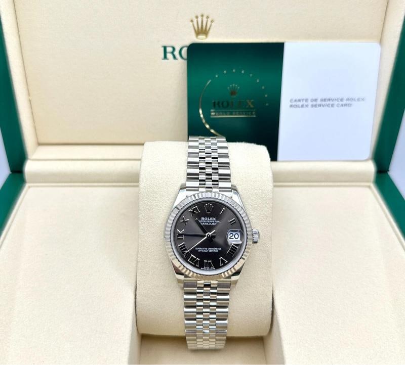 2026 Service Card Rolex Datejust 31 Midsize 278274 Dark Grey Dial 18K Gold Steel