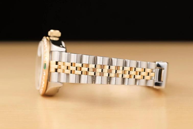 ROLEX LADIES DATEJUST 69173 MOTHER OF PEARL TSAVORITE DIAMOND 18K GOLD SS WATCH - 5
