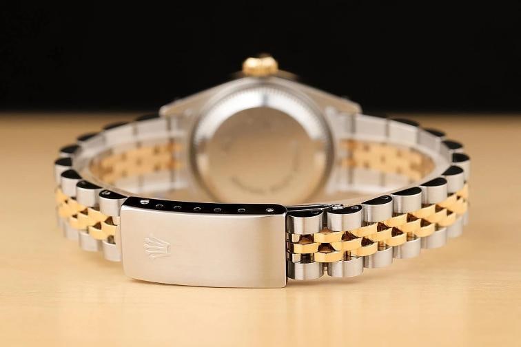 ROLEX LADIES DATEJUST 69173 MOTHER OF PEARL TSAVORITE DIAMOND 18K GOLD SS WATCH - 6
