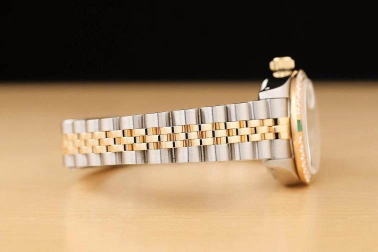 ROLEX LADIES DATEJUST 69173 MOTHER OF PEARL TSAVORITE DIAMOND 18K GOLD SS WATCH - 8