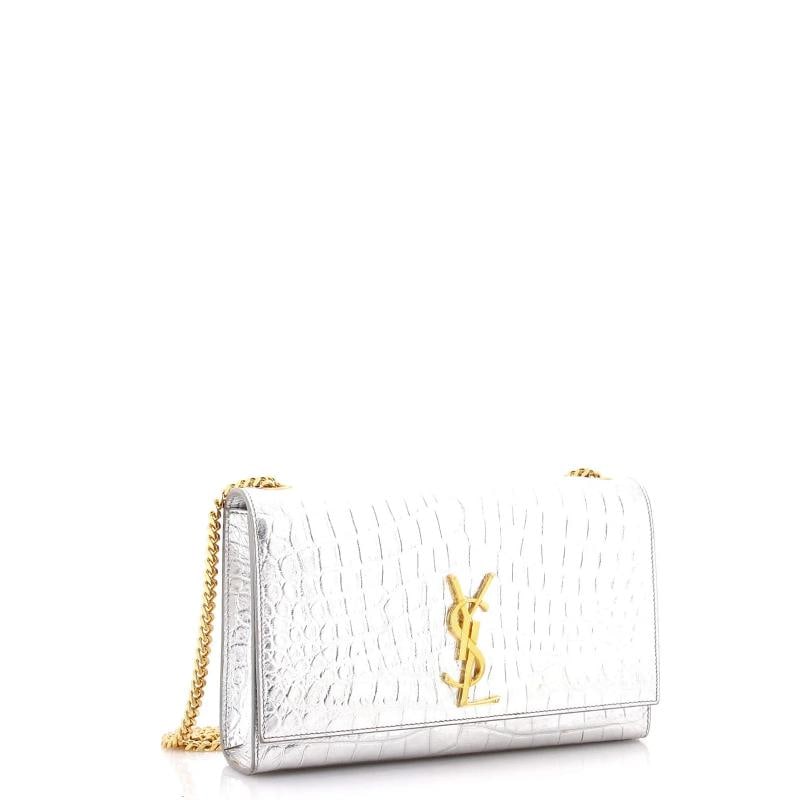 Saint Laurent Classic Monogram Crossbody Bag Crocodile Embossed Leather Medium - 2