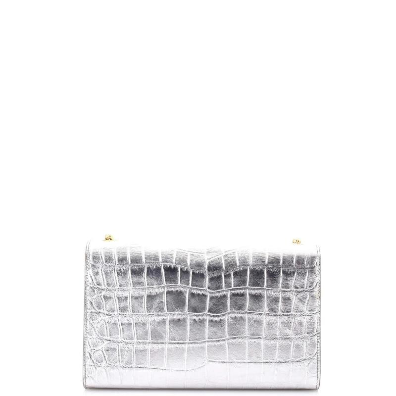 Saint Laurent Classic Monogram Crossbody Bag Crocodile Embossed Leather Medium - 3