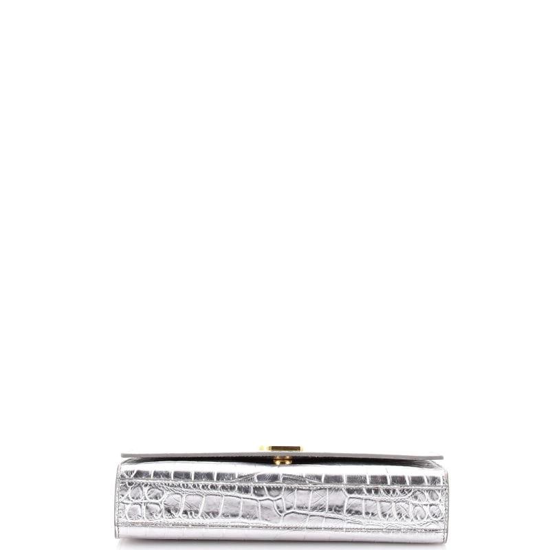 Saint Laurent Classic Monogram Crossbody Bag Crocodile Embossed Leather Medium - 4