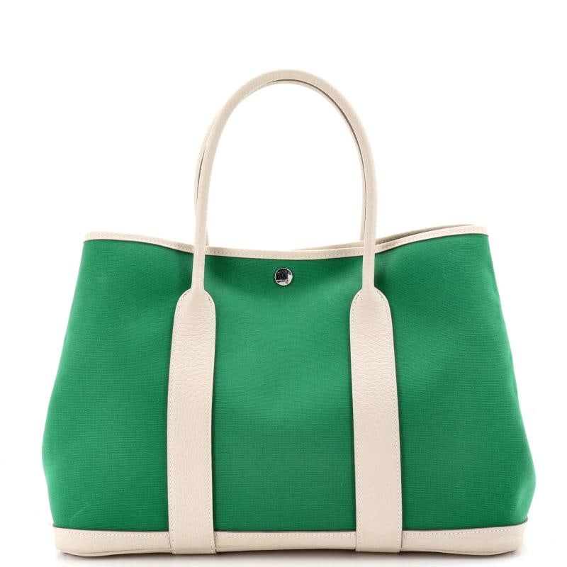 Hermes Garden Party Tote Toile and Leather 36: Measurements: Handle Drop 5.5", Height 10", Width 14", Depth 7", Strap Drop None" . Condition: Pre-owned - Excellent,Brand: Hermes,Exterior Material: Canvas Plain, Leather,Style: Totes,Exterior