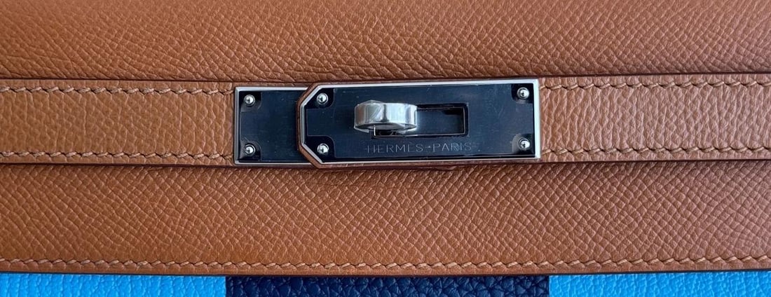 Hermes Kelly 28 Sellier Limited Kellygraphie Phw , Blue Celeste, Indigo Epsom - 5