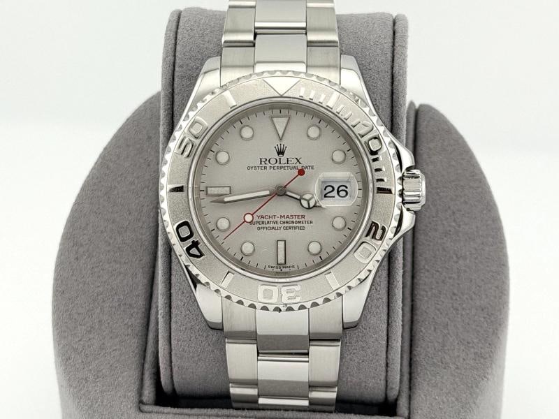 Rolex Yacht Master 16622 40mm Platinum Dial Platinum Bezel Stainless Steel: Style Number: 16622 Serial: P28**** Year: 2000 Model: Rolex Yacht Master Case Material: Stainless Steel Band: Stainless Steel Bezel: Platinum Dial: Platinum Crystal: Sapphire Case Size: 40mm Includes: