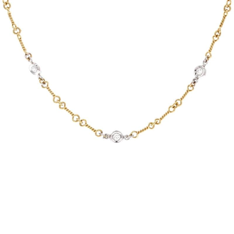 Roberto Coin Diamonds By The Inch 7 Station Dog Bone Necklace 18K Yellow Gold: Condition: Pre-owned - Good,Brand: Roberto Coin,Main Stone: Diamond,Metal: 18K Yellow Gold,Metal Purity: 18K,Style: Station,Type: Necklace,Color: Yellow Gold,Material: 18K White Gold, 18K Yellow